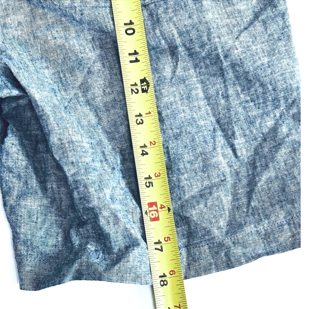 TALBOTS women's blue chambray linen cotton bermuda lenght shorts elastic waist 6 - Picture 8 of 11